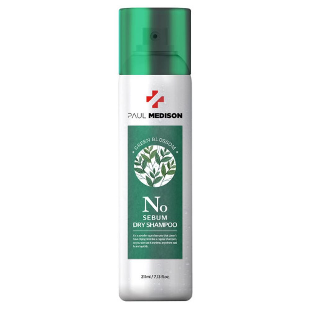 [PAUL MEDISON] Signature No Sebum Dry Shampoo 211ml (Green Blossom) - Oil-Absorbing, Lightweight, Non-Clumping Spray for Soft, Fresh Hair - Made in Korea